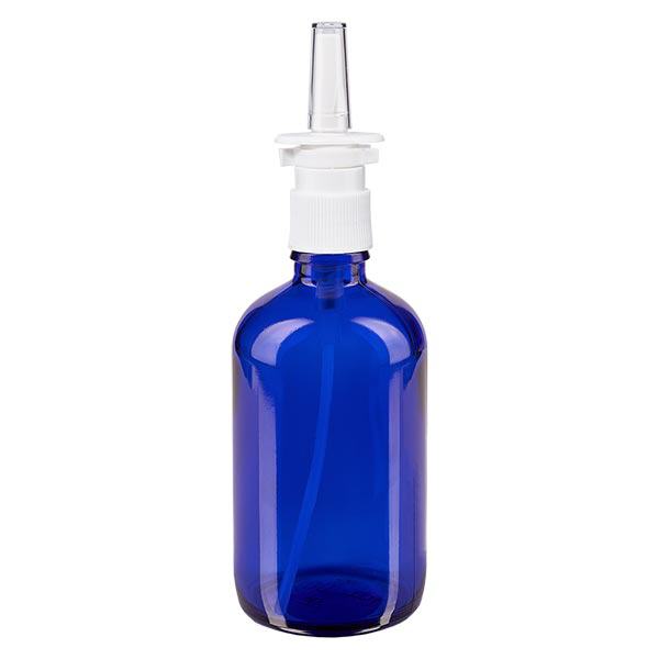 Botella de farmacia azul 100ml spray nasal blanco estándar Botella de farmacia azul 100ml spray nasal blanco estándar