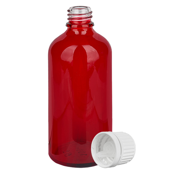 Frasco cuentagotas de 100 ml con tapón inviolable de 0,7 mm blanco RedLine UT18/100 Frasco cuentagotas de 100 ml con tapón inviolable de 0,7 mm blanco RedLine UT18/100