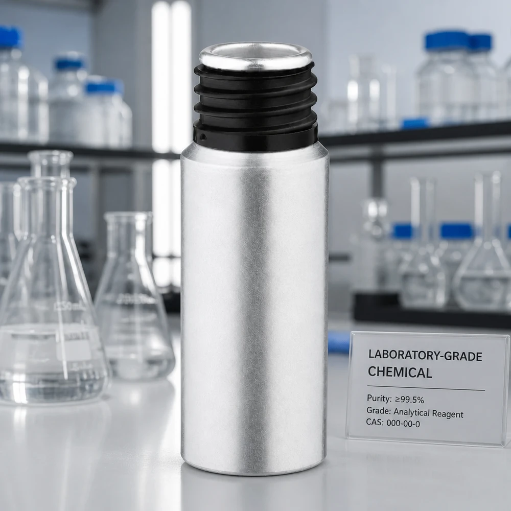 Botella de aluminio decapado de 20ml Frasco de aluminio decapado de 20 ml con tapón negro, calidad laboratorio, para reactivos analíticos