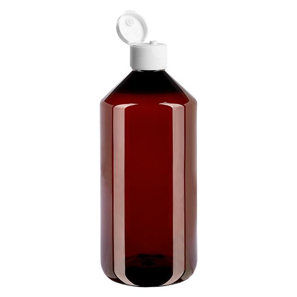 Botella PET 1000ml con tapón flip-top blanco Botella PET 1000ml con tapón flip-top blanco