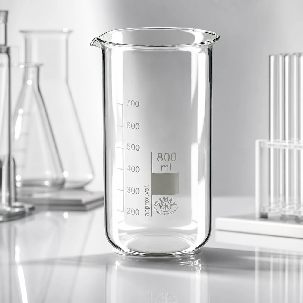 Vaso de laboratorio transparente de 800 ml, de forma alta, fabricado en vidrio borosilicato resistente al calor de SIMAX