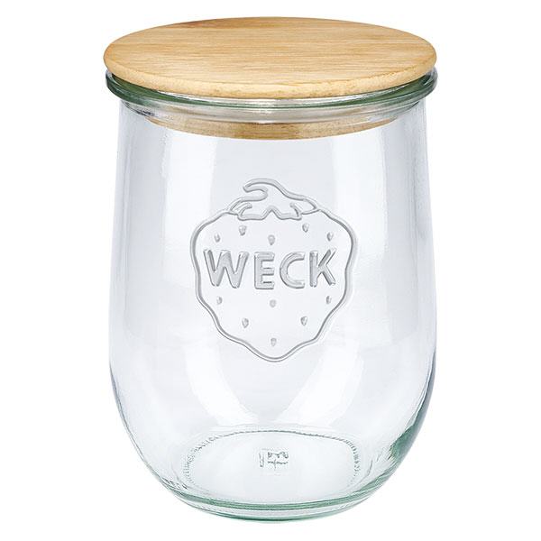 1062ml Tarro tulipán WECK RR100 con tapa de madera 1062ml Tarro tulipán WECK RR100 con tapa de madera