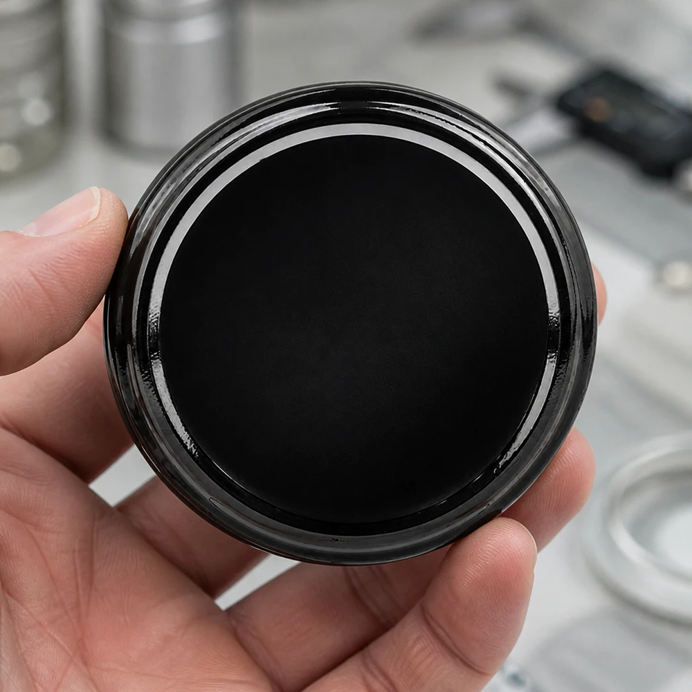 Detalle de la superficie interior mate de la tapa BasicSeal TO63 negra de 63 mm de UNiTWIST