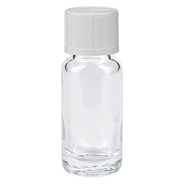 Botella de farmacia transparente 10ml tapón de rosca blanco a prueba de niños estándar Botella de farmacia transparente 10ml tapón de rosca blanco a prueba de niños estándar