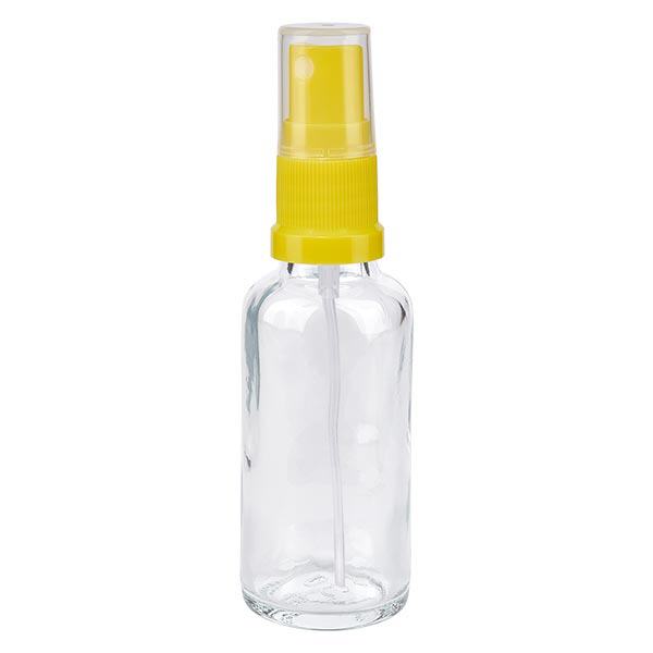 Botella de farmacia transparente 30ml con pulverizador amarillo Botella de farmacia transparente 30ml con pulverizador amarillo
