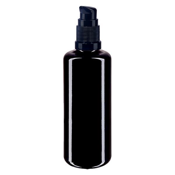 Botella de farmacia violeta 100ml tapón negro estándar Botella de farmacia violeta 100ml tapón negro estándar