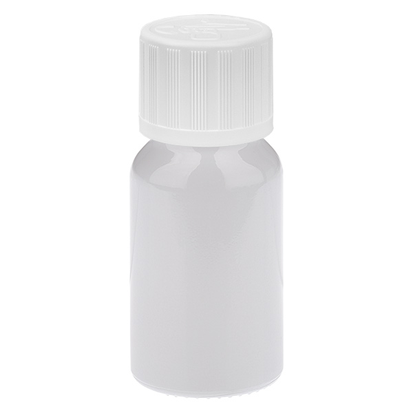 Frasco cuentagotas de 10 ml, 1,2 mm, blanco, tapón estándar con seguridad para niños WhiteLine UT18/10