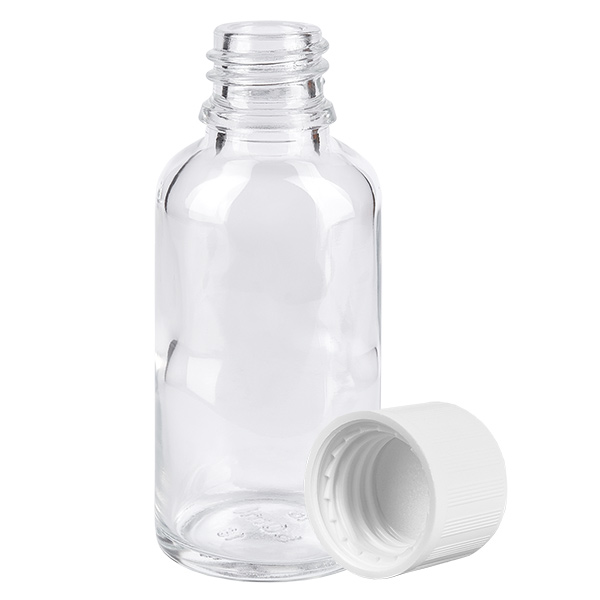 Frasco 30ml 11mm tapón rosca blanco con precinto ClearLine UT18/30 Frasco 30ml 11mm tapón rosca blanco con precinto ClearLine UT18/30