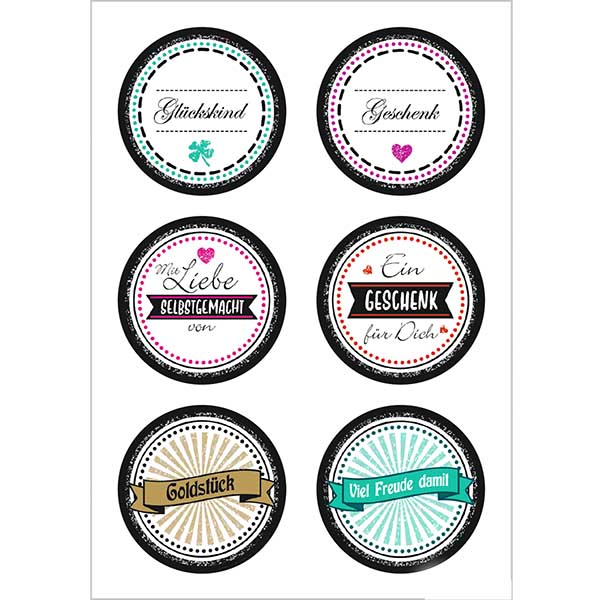 Pegatina "Goldstück" (12 pegatinas con purpurina) ø34mm Pegatina "Goldstück" (12 pegatinas con purpurina) ø34mm
