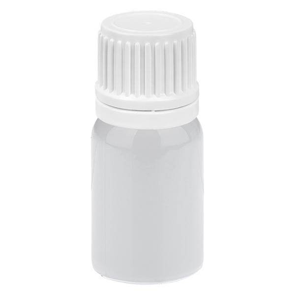 Frasco cuentagotas de 5 ml con tapón blanco de 0,7 mm, cierre de seguridad WhiteLine UT18/5 Frasco cuentagotas de 5 ml con tapón blanco de 0,7 mm, cierre de seguridad WhiteLine UT18/5
