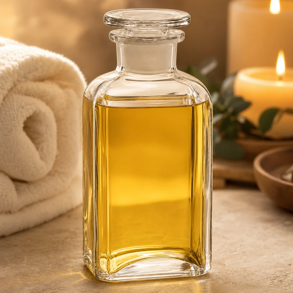 Botella cuadrada 250ml transparente cuello ancho tapón de vidrio Frasco de farmacia de 250 ml, de cristal transparente, de sección cuadrada, con cuello ancho y tapón de cristal, lleno de aceite amarillo