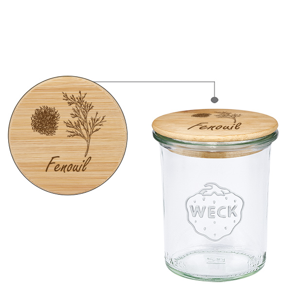 Couvercle en bois "Fenouil" avec verre à pied WECK 160ml Couvercle en bois "Fenouil" avec verre à pied WECK 160ml