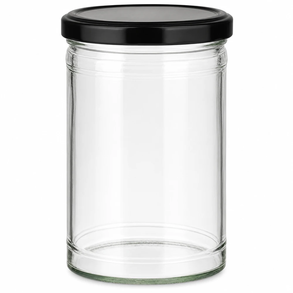 Vaso de 1053ml con tapa BasicSeal negra UNiTWIST Tarro de cristal vacío de 1053 ml con tapa negra BasicSeal Certificado por la ONU para conservación y almacenamiento