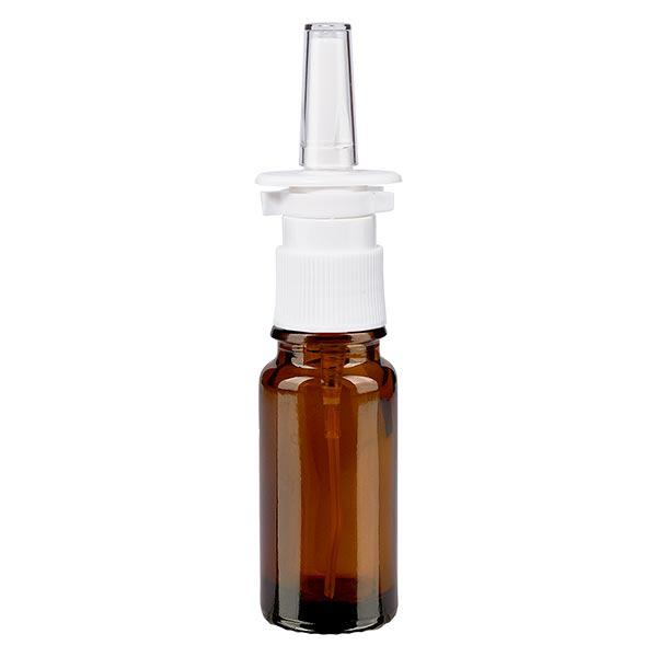 Botella de farmacia marrón 10ml atomizador nasal blanco estándar Botella de farmacia marrón 10ml atomizador nasal blanco estándar