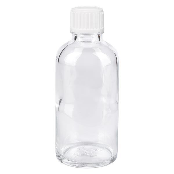 Botella de farmacia transparente 50ml tapón de rosca blanco estándar Botella de farmacia transparente 50ml tapón de rosca blanco estándar