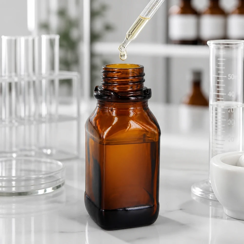 Frasco de vidrio ámbar de 100 ml para sus sustancias valiosas