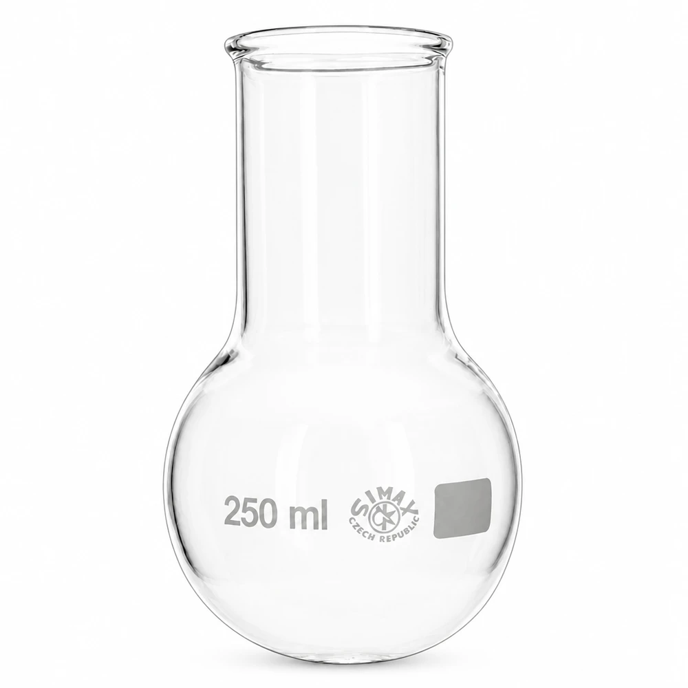 Frasco de cuello ancho y fondo redondo de 250 ml con abertura ancha para facilitar el llenado y la limpieza
