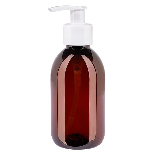 Botella PET 250ml con bomba dispensadora blanca Botella PET 250ml con bomba dispensadora blanca