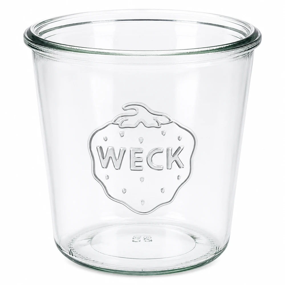 Vasos de 580ml WECK RR100 Tarro RR100 WECK de 580 ml de vidrio transparente con logotipo en relieve para conservas y enlatado