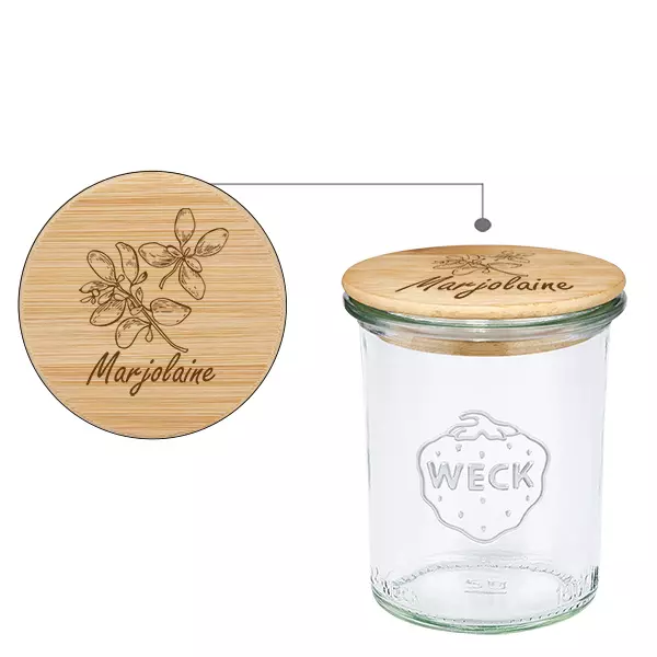 Couvercle en bois "Marjolaine" avec WECK verre plongeant 160 Couvercle en bois "Marjolaine" avec WECK verre plongeant 160
