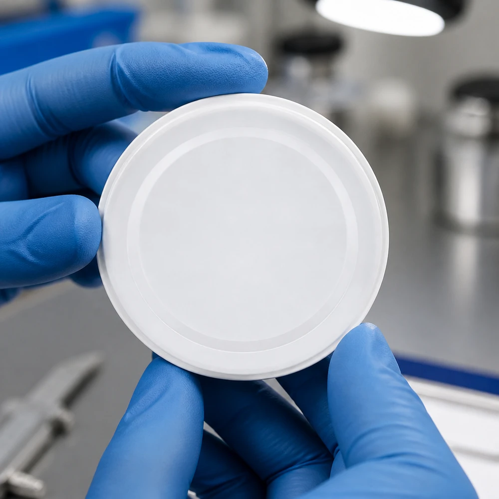 Tapa BasicSeal de 58 mm, blanca (TO58deep) UNiTWIST Guante de laboratorio que sujeta la tapa blanca BasicSeal de 58 mm TO58deep de UNiTWIST para el control de calidad