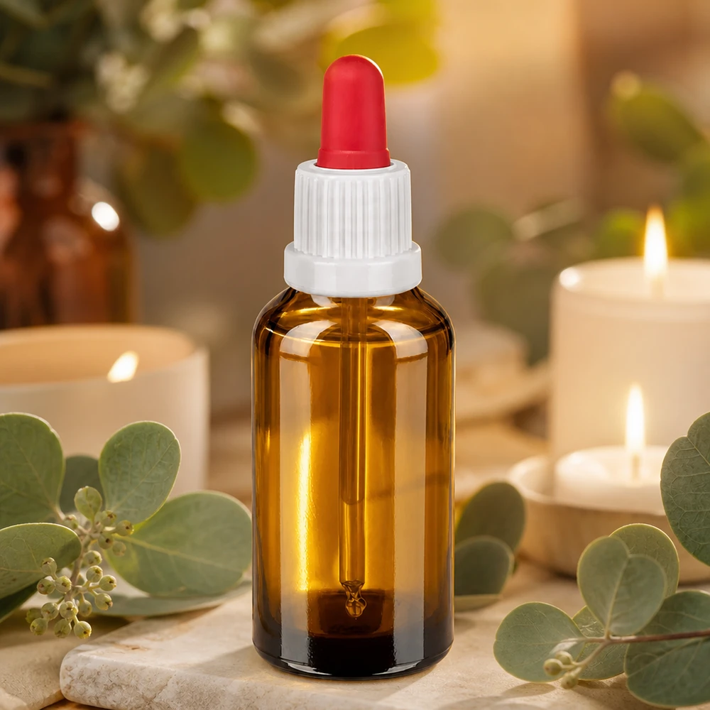 Frasco pipeta de 30 ml de vidrio ámbar de alta calidad con pipeta cuentagotas ergonómica para un fácil manejo