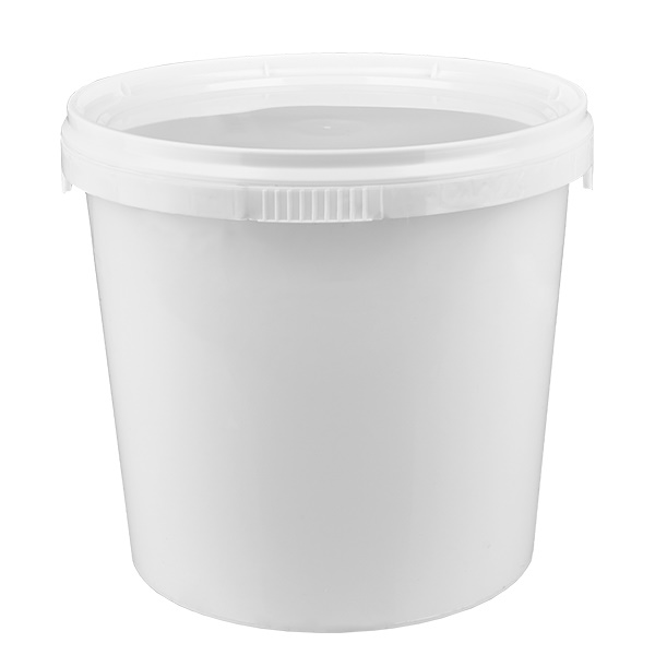Cubo de plástico polipropileno blanco de 1 litro con tapa Cubo de plástico polipropileno blanco de 1 litro con tapa