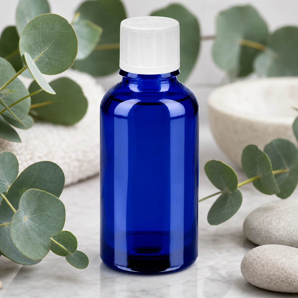 Frasco de farmacia de 30 ml de vidrio de cobalto de alta calidad con protección UV para sustancias fotosensibles