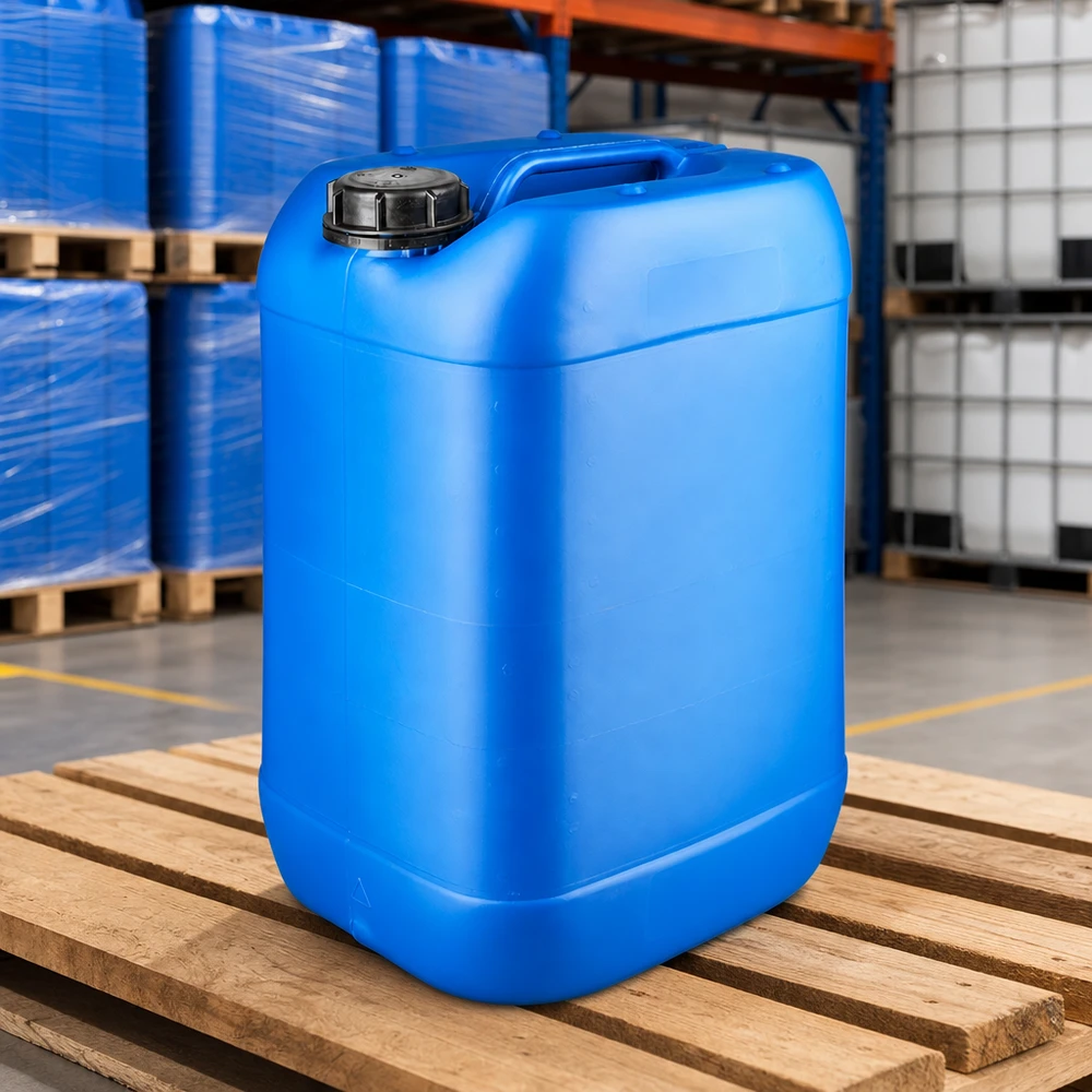 Bidón 25 litros azul con tapón de rosca cierre inviolable Bidón apilable de 25 litros, de color azul, fabricado en plástico HDPE y con tapón original, disponible en almacén