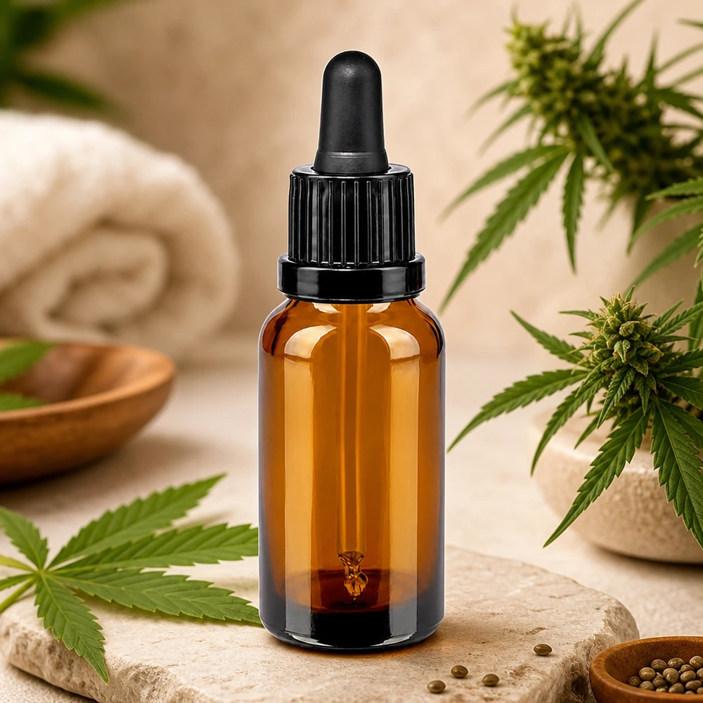 Frasco pipeta 20ml cierre inviolable negro BrownLine UT18/20 Frasco de vidrio compacto de 20 ml con pipeta cuentagotas ideal para el uso móvil de CBD y cosméticos naturales