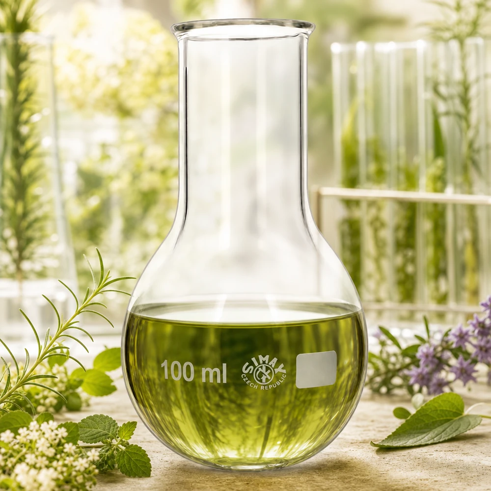 Frasco de fondo redondo de 100 ml con diseño transparente para inspección visual durante los procesos de laboratorio