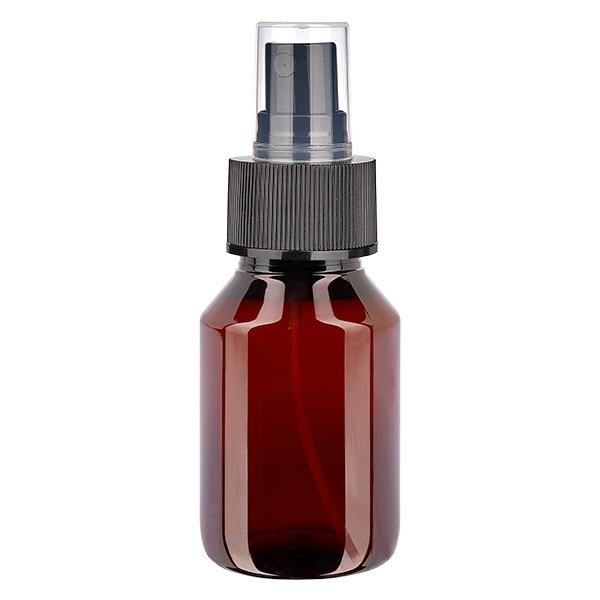 Botella PET 50ml con atomizador negro Botella PET 50ml con atomizador negro