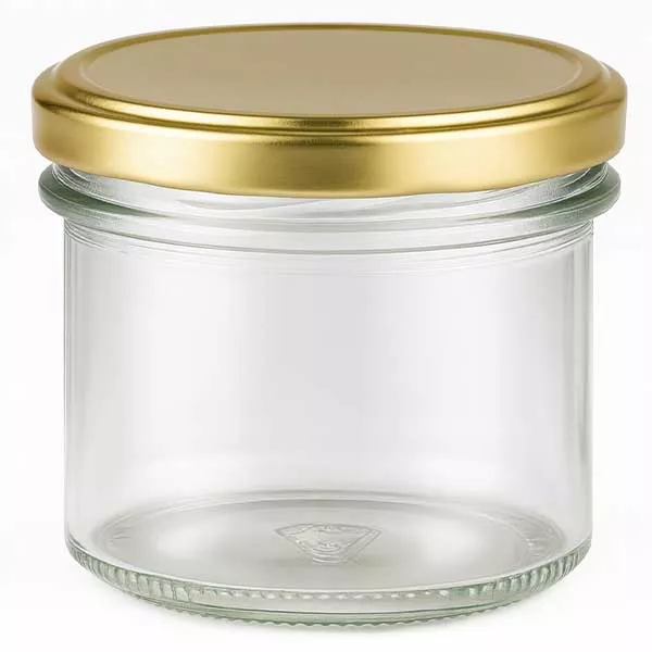 Vasos de 125ml con tapa BasicSeal oro UNiTWIST 125ml Sturzglas leer mit goldenem BasicSeal Deckel UNiTWIST für Marmelade und Konserven