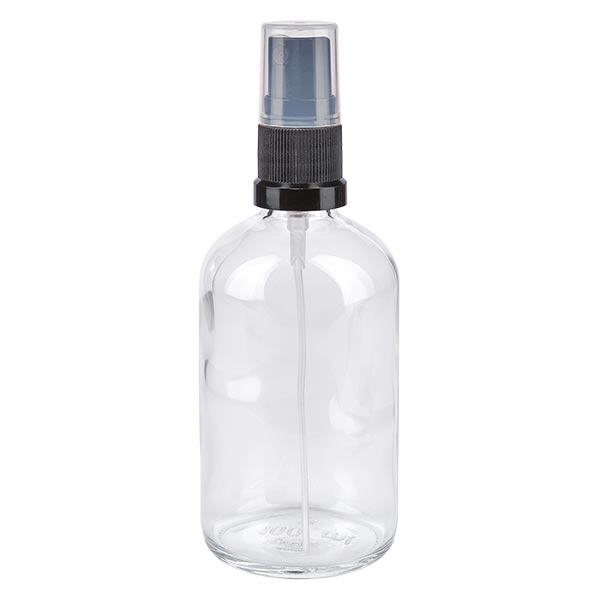 Botella de farmacia transparente 100ml pulverizador negro Botella de farmacia transparente 100ml pulverizador negro