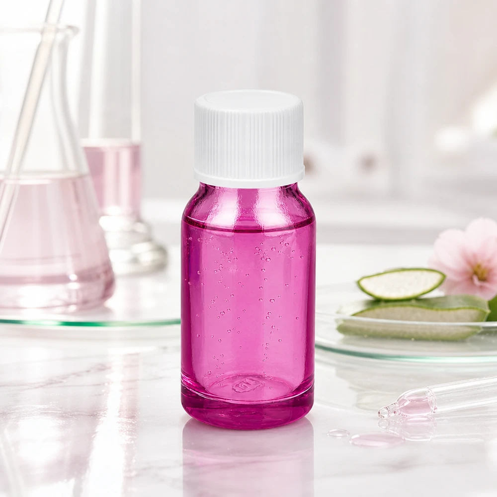 Frasco compacto de 10 ml con diseño PurpleLine y tapón SV blanco para aplicaciones móviles
