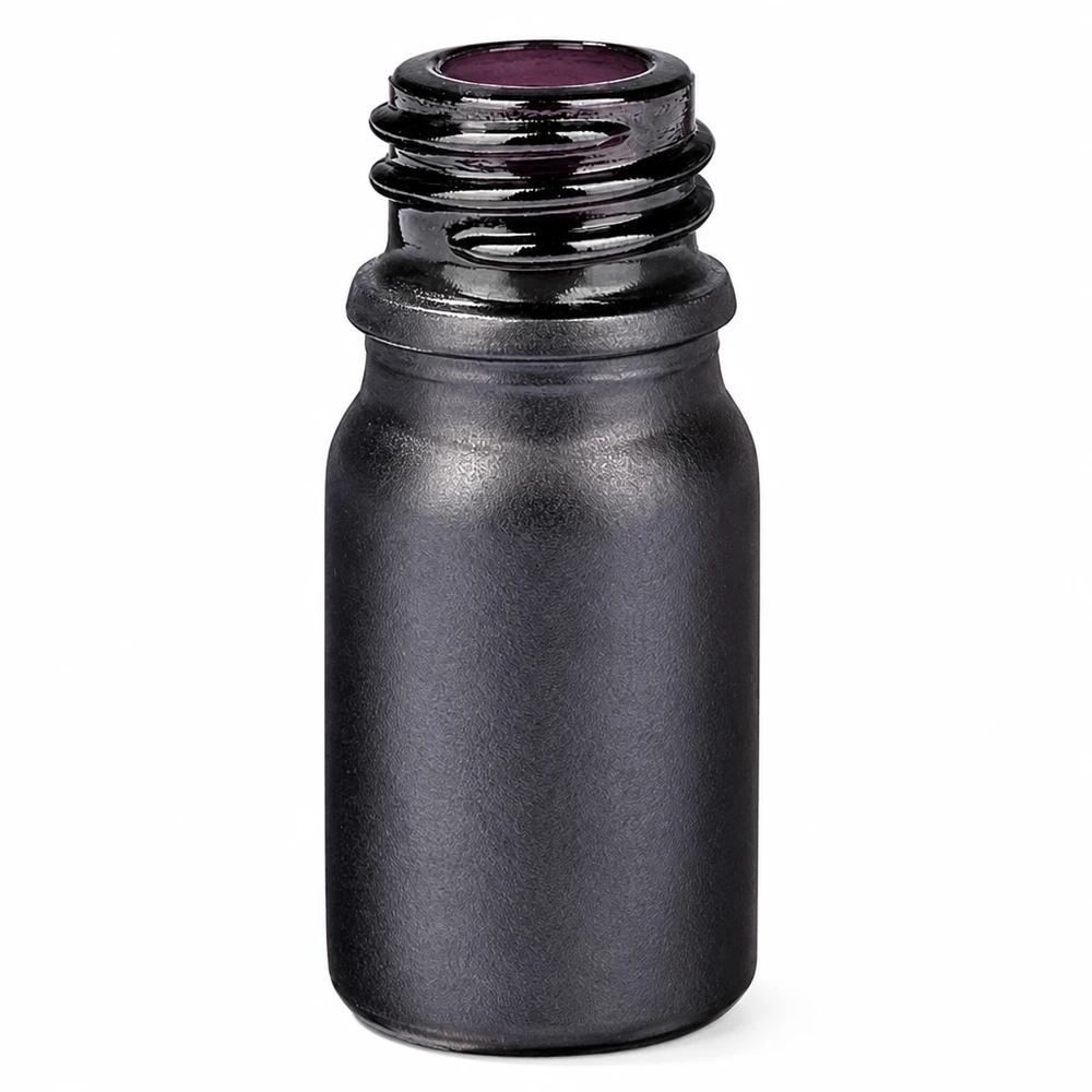 Frasco de farmacia de 5 ml BlackLine UT18/5 UNiTWIST de vidrio violeta negro con rosca a rosca