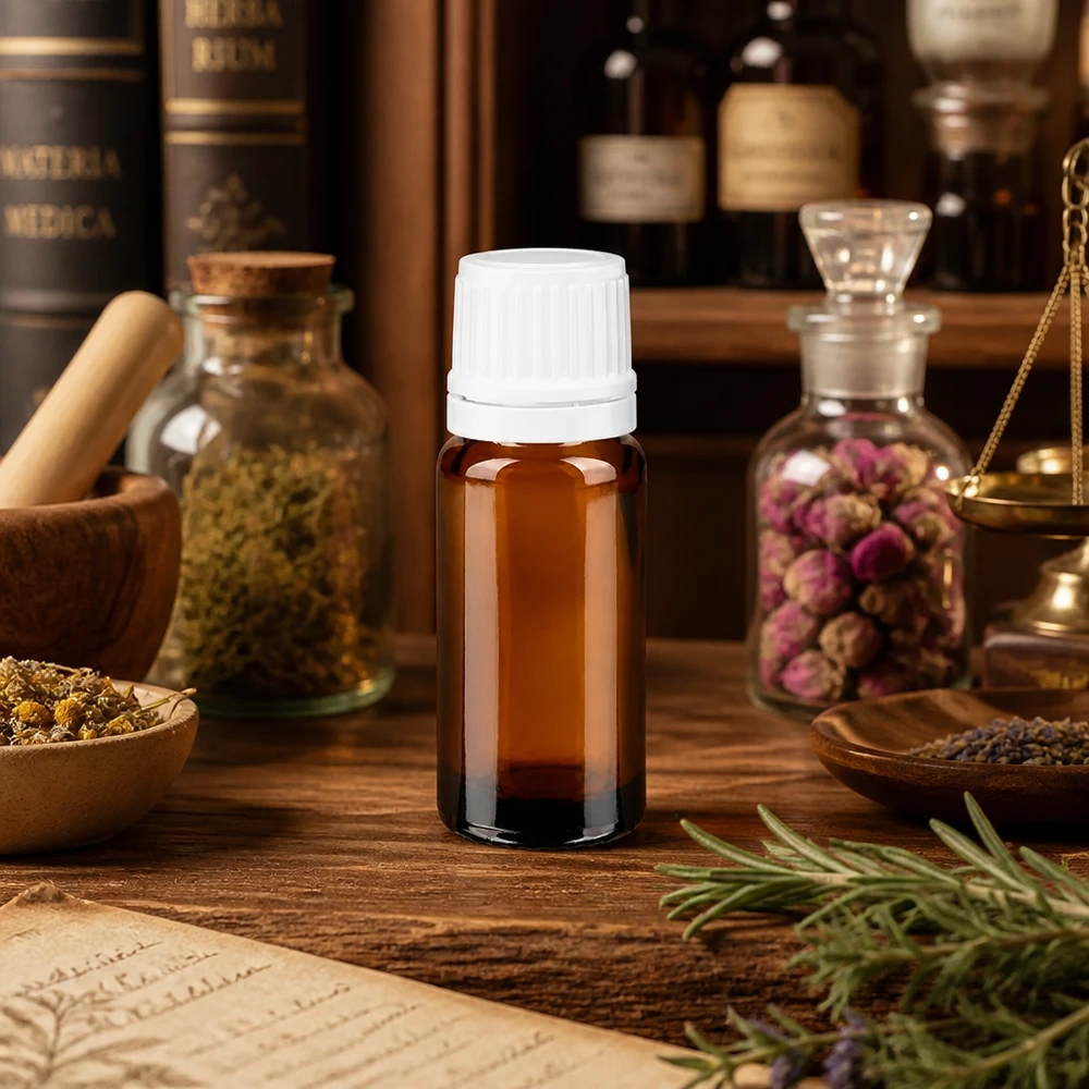 Botella de farmacia marrón 10ml tapón cuentagotas 1.2mm blanco inviolable Frasco opaco de 10 ml, de color marrón, con tapón OV blanco, para sustancias y aceites sensibles a los rayos UV