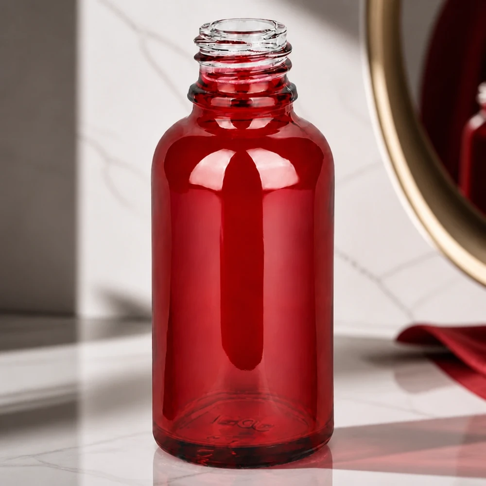 Botella de farmacia de 30ml RedLine UT18/30 UNiTWIST Elegante frasco de farmacia rojo RedLine UT18/30 UNiTWIST 30ml con superficie de vidrio brillante