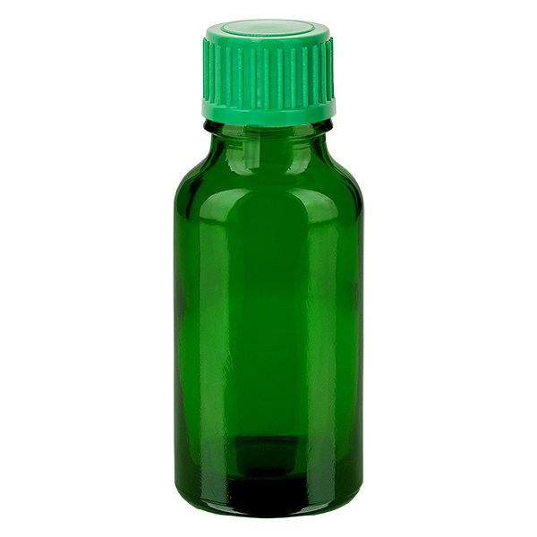 Frasco cuentagotas de 20 ml 0,8 mm verde Cierre estándar GreenLine UT18/20 Frasco cuentagotas de 20 ml 0,8 mm verde Cierre estándar GreenLine UT18/20