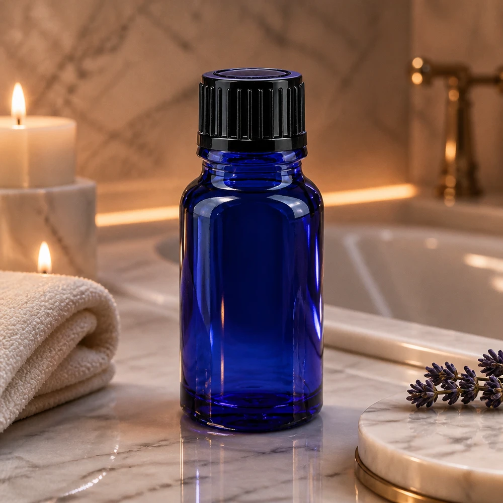 Botella de farmacia azul 10ml tapón cuentagotas 1mm negro estándar Frasco cuentagotas de precisión de 10 ml, azul, con abertura de 1 mm y tapón negro, fabricado en vidrio con protección UV
