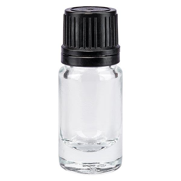 Botella de farmacia transparente 5ml tapón de rosca anillo vertedor negro cierre inviolable Botella de farmacia transparente 5ml tapón de rosca anillo vertedor negro cierre inviolable
