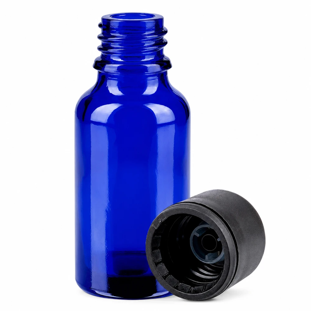 Frasco 20ml 6mm tapón rosca negro estándar BlueLine UT18/20 Frasco de vidrio BlueLine de 20 ml con rosca UT18/20 y tapón negro estándar para aplicaciones de laboratorio