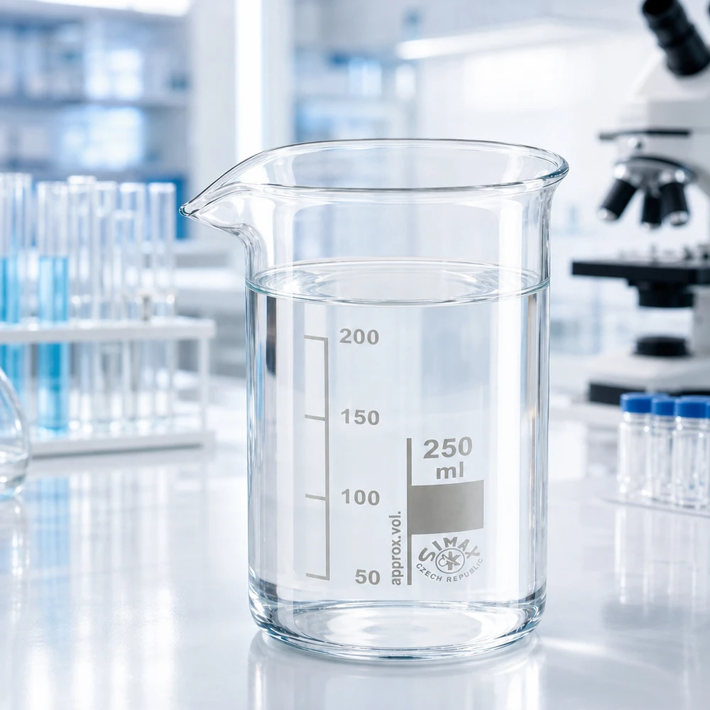 Vaso de precipitados transparente de 250 ml, de forma alta, de vidrio borosilicato Simax, con escala de ml grabada al fuego