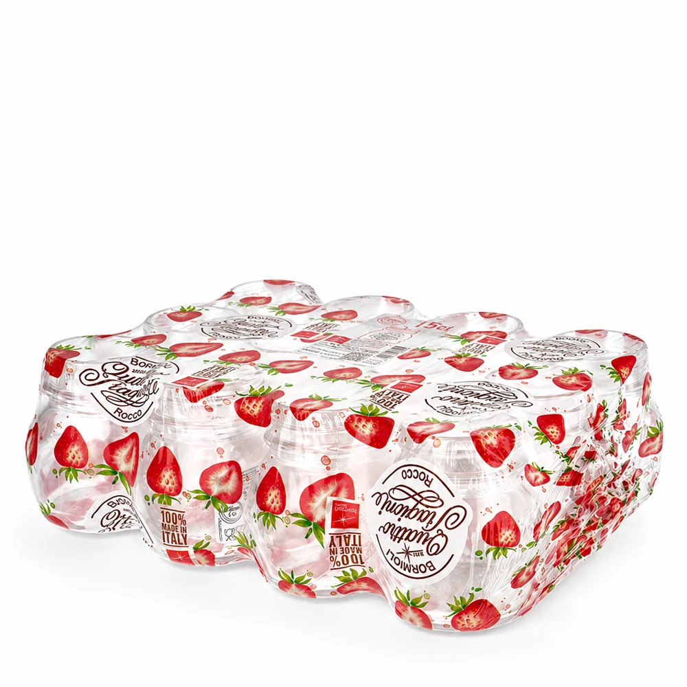 Tarro redondo de 150 ml "Quattro Stagioni" con tapa Juego de 4 tarros redondos Quattro Stagioni de 150 ml con tapa de fresa para conservas y enlatado
