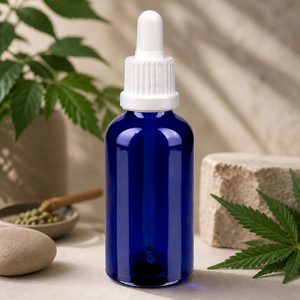 Frasco pipeta de 50 ml OV BlueLine UT18/50 ideal para aceites de CBD y aplicaciones de cosmética natural