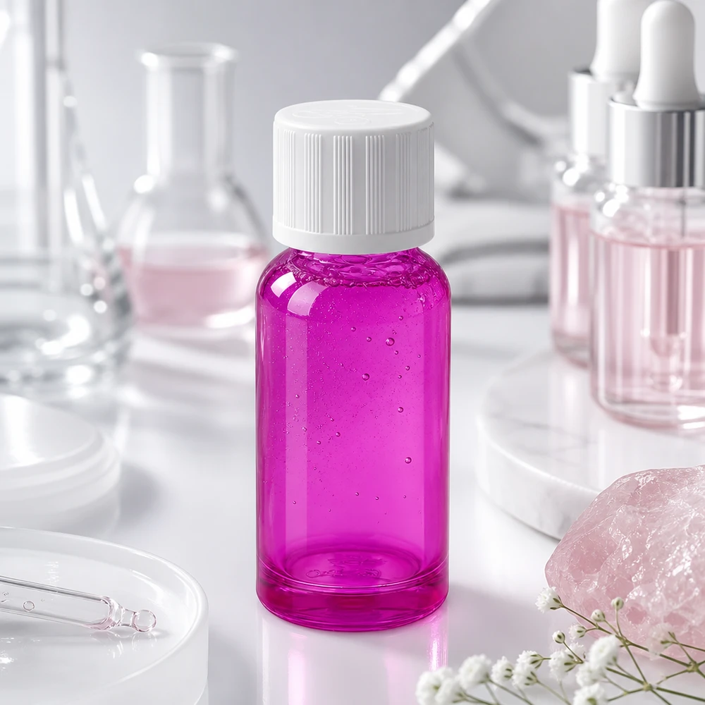 Frasco de laboratorio de 20 ml de alta calidad con diseño Purple Line y tapón estándar para aplicaciones profesionales