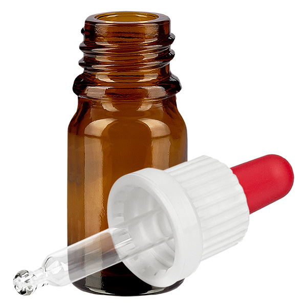 Frasco pipeta 5ml blanco/rojo cierre inviolable BrownLine UT18/5