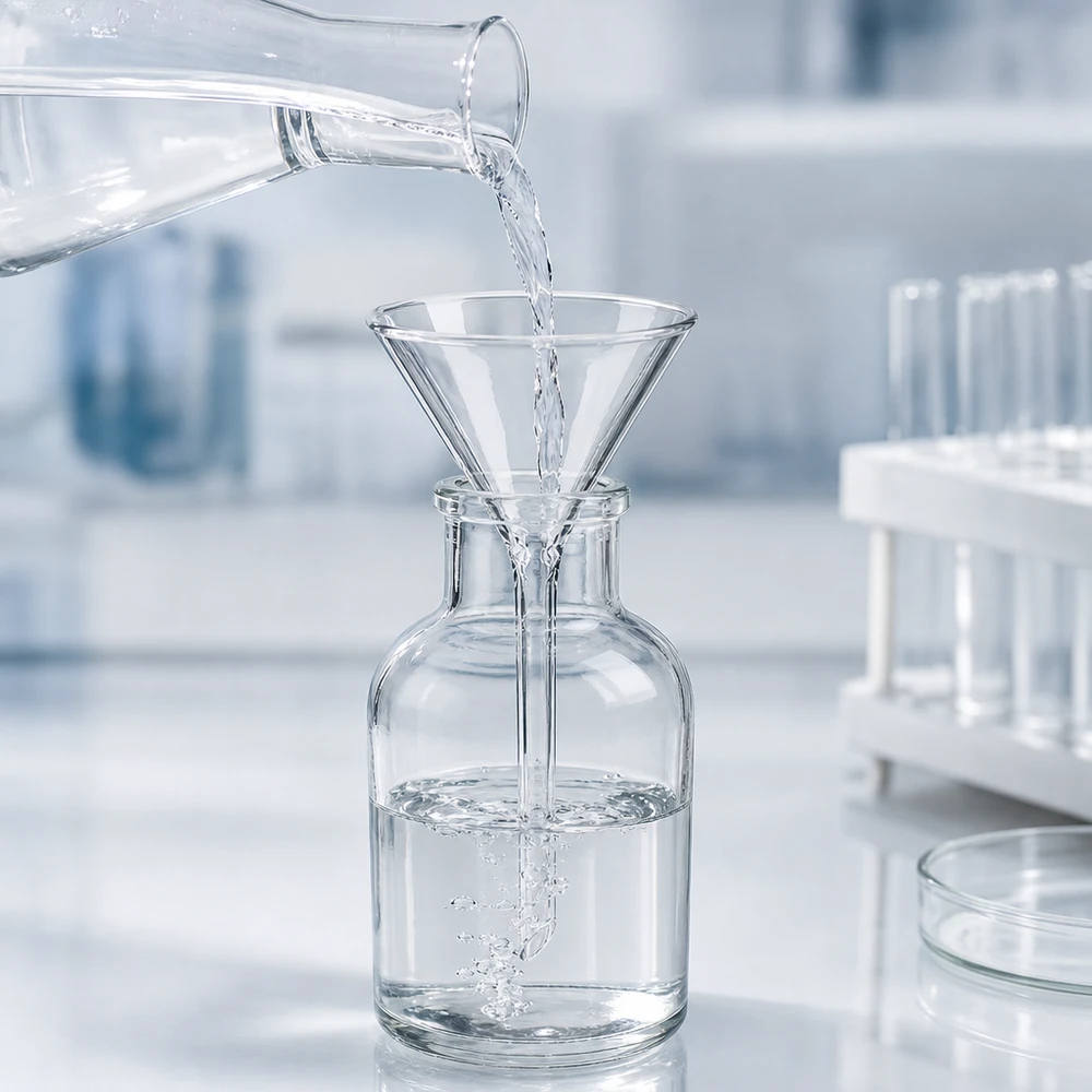 Embudo ø75mm borosilicato ángulo 60 estilo corto Embudo transparente de vidrio borosilicato de 75 mm de diámetro para una visión clara al decantar