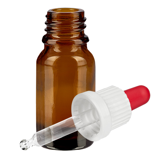 Frasco pipeta 10ml blanco/rojo cierre inviolable BrownLine UT18/10