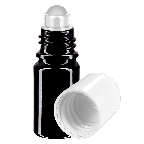 Botella de farmacia violeta 5ml tapón roll-on blanco Botella de farmacia violeta 5ml tapón roll-on blanco